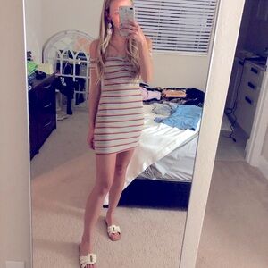 UO Off-the-Shoulder Striped Bodycon Dress